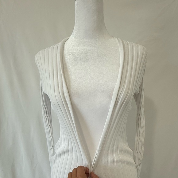 Express Ribbed White Cardigan - Picture 2 of 5